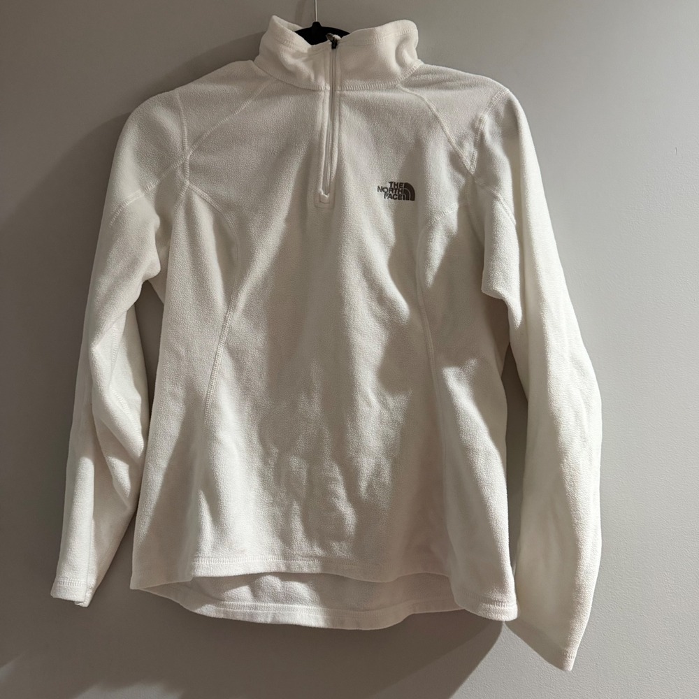 The North Face Fleece Pullover Womens Small White Excellent TKA 100 Quarter Zip
